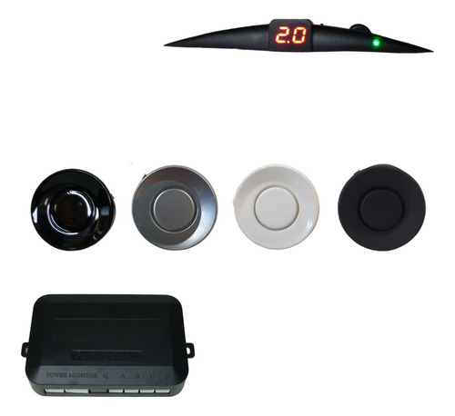 Sensor De Reversa 4 Puntos Negro, Negro Mate,blanco Y Plata 