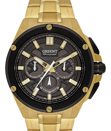 Relógio Orient Masculino Dourado 100m + Pulseira Couro