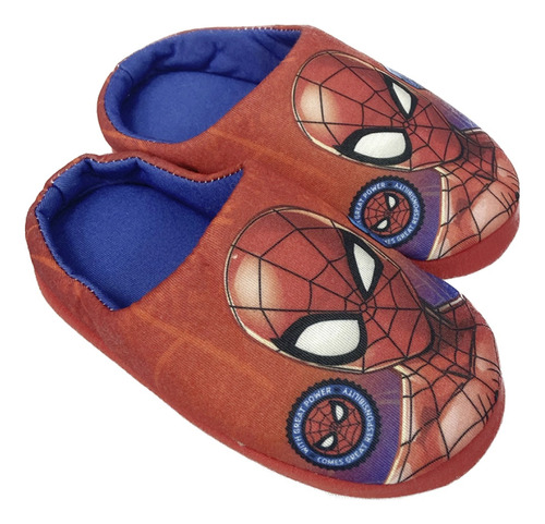 Pantufla Infantil Spiderman Oficial Talle 23 Al 28 Felpa