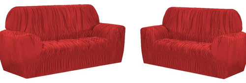 Capa De Sofa 21 Elasticos 3 E 2 Lugares Protetor Elasticada Cor Vermelho