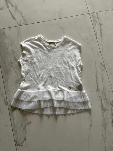 Remera Blanca Massimo Dutti Con Tull Talle 4 Años