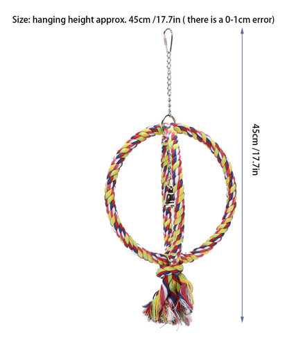 Periquito Ring Toy Bird Cotton Rope Fio De Aço Inoxidável