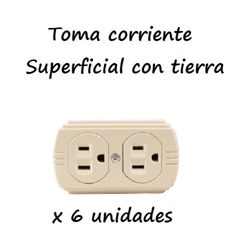 Toma Doble Superficial 2 Polos + Tierra Beige 125v 15a