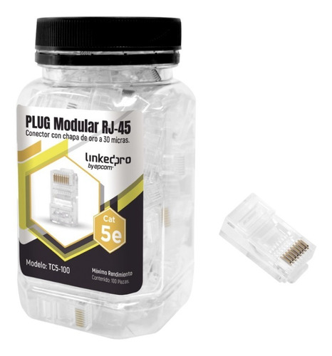 Bote Con 100 Piezas De Plug Modular Rj45 Cat5e Sin Blindaje