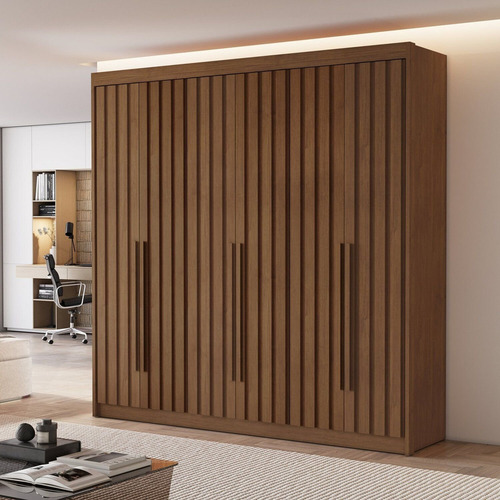 Guarda Roupa Casal 6 Portas Ripadas Portugal Cacau Fg