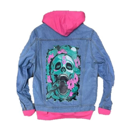 Chamarra Estampada Calavera Azul Hombres Over12