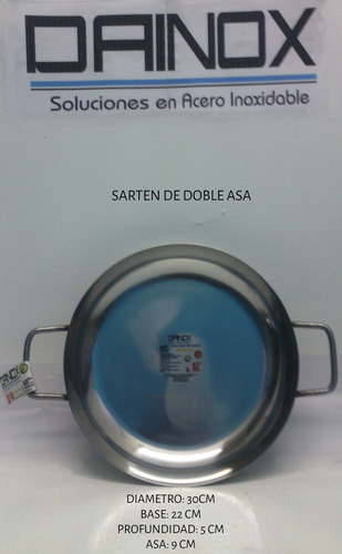 Sarten De Doble Asa 30 Cm De Acero Inoxidable