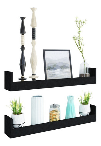 Playcon Jgo 2 Repisas Opciones 80x14.4x14.1cm Tipo Flotante Negro