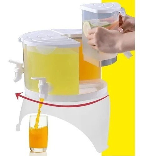 Dispensador Giratorio Bebidas Jugos Agua Compartimentos Color Blanco