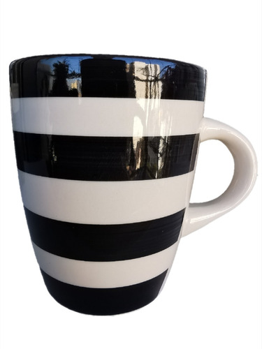 Mug Tazon Taza Bombe  Blanco Y Negro A Rayas 360ml 