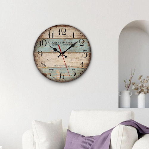 Reloj De Pared Redondo Decorativo De Madera Silencioso Que A