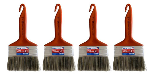 Kit 4 Trincha Pincel Para Pintura Látex Acrílica 4'' Tigre