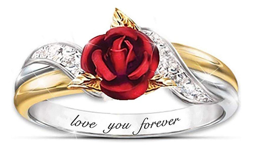 D-xinxin Anillo Para Mujer Love You Forever Rose Boda Fiesta