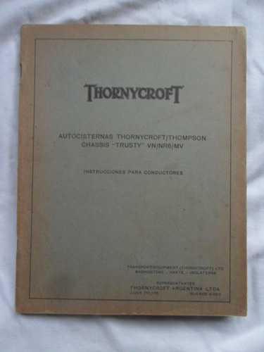 Camion Thornycroft Año 1930 1940 Manual Instruccion Original