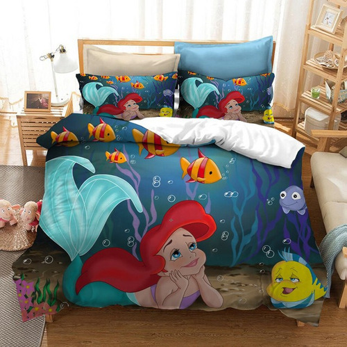 Juego De Ropa De Cama Princesa Ariel Funda De Edredón Suave