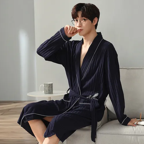 Pijama Largo Y Holgado De Algodón Para Hombre, Ropa De Dormi