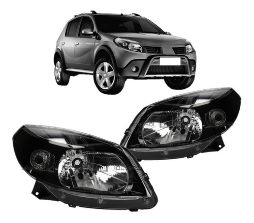 Juego Optica Para Sandero Stepway 2008 2009 2010 F/ Negro