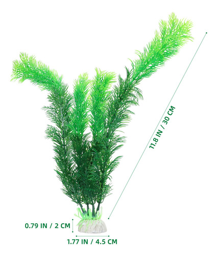 Pecera De 30 Cm, De Plástico Verde, Plantas Artificiales Par