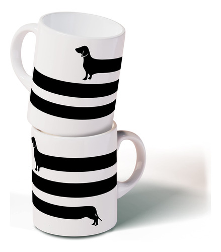 Dotain Divertida Taza De Cafe Larga Negra Para Perro Salchic