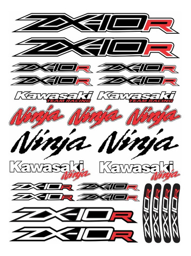 Kit Emblema Adesivos Capacete Compatível Ninja Zx-10 Ktcp135