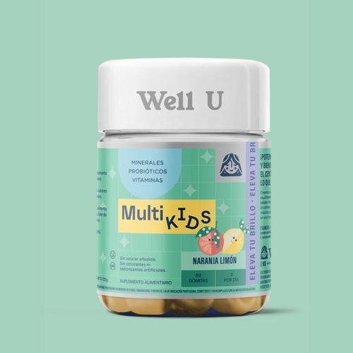 Gomitas Multivit + Probioticos Para Niños 60un Well U