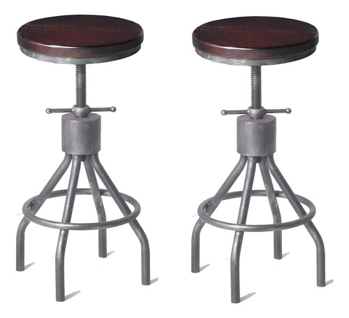 Taburete De Bar Industrial Vintage De Altura Ajustable, T