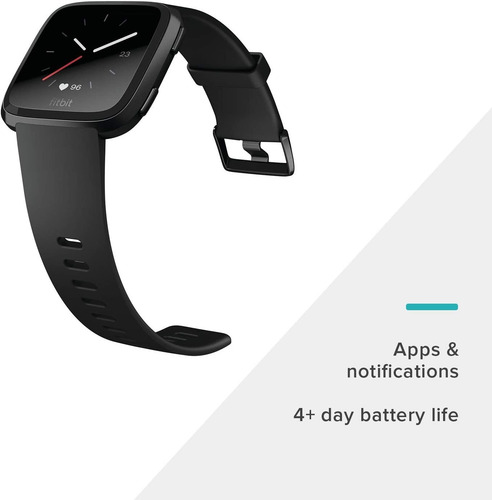 Reloj Inteligente Fitbit Versa, Aluminio Negro, Talla Unica