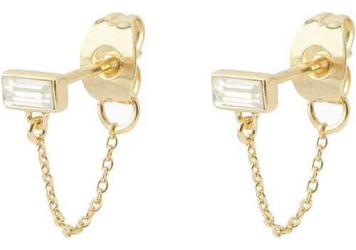 Gorjana Pendientes Huggie De Cadena Desi Para Mujer, Cristal