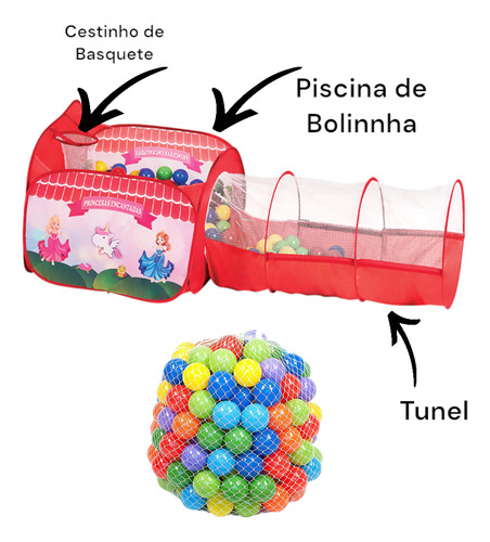 2x1 Piscina De Bolinhas Com TĂșnel Incluso + 40 Bolinhas !