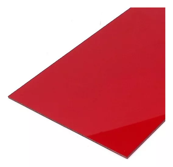  Lamina De Acrílico Transparente Rojo Stop - 39x43cm - 2mm 