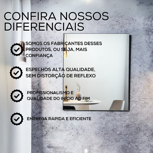 Espelho Lapidado 40x40cm, Com Suporte, Qualidade Premium