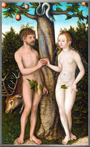 Cuadro Adán Y Eva - Lucas Cranach (el Viejo) - Año 1528
