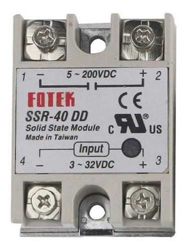 Rele De Estado Solido ssr-40 Dd 40a 5-200vdc Fotek Arduino