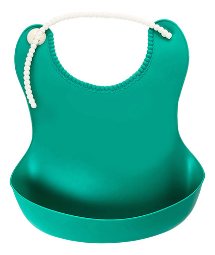 Babero De Silicona 3d Para Bebé 1-3a Impermeable Y Ajustable Color Liso Verde 1-3 Años