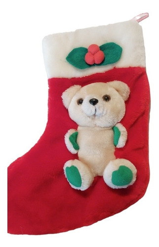 Adorno Bota Navideña Rojo Osito Diciembre Fiestas (Usado)