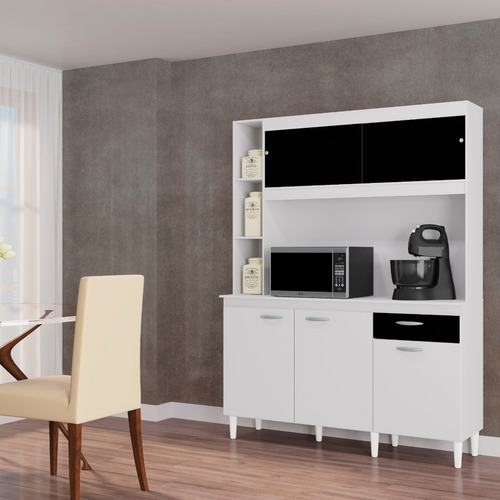 Imagen 2 de 3 de Alacena Mueble Auxiliar Cocina Kit Duda 1.40cm Negro Y Blanc