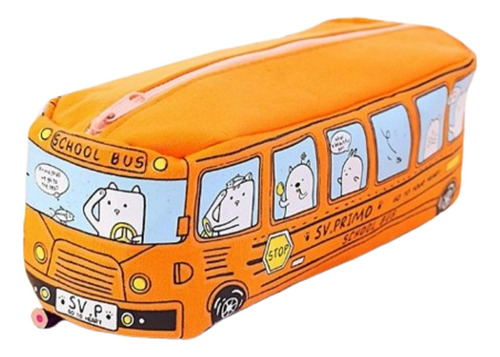 Estuche Para Lápices Con Estampado De Bus Escolar