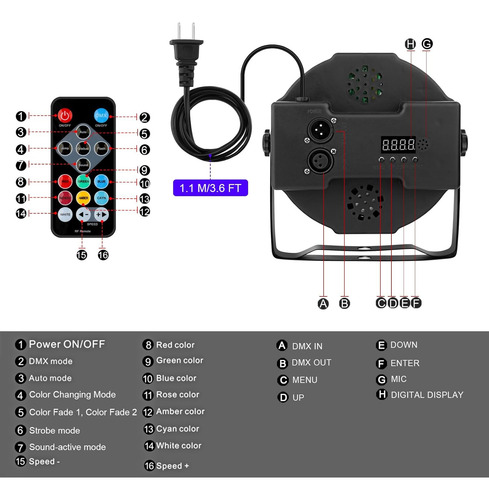Luces De Escenario Par Led, 70w 7led Dmx Rgbw Par Can D...