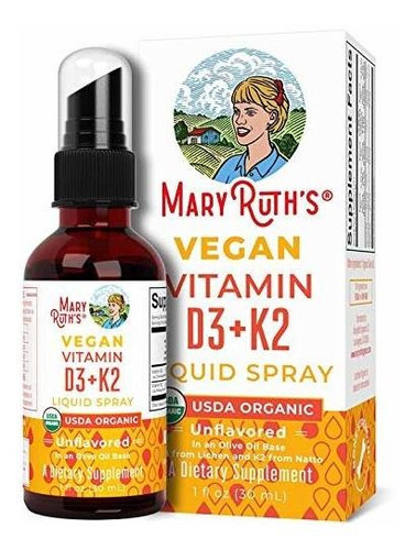 Usda Organic Vegan Vitamina  D3 + K2 (mk-7) Spray Líquido P