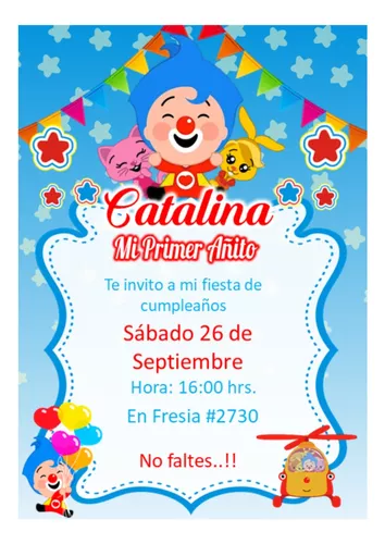 Invitación Digital Cumpleaños Plim Plim Niño Y Niña V2