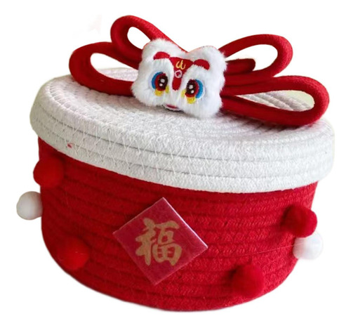 Recipiente De Cesta De Armazenamento De Branco Vermelho