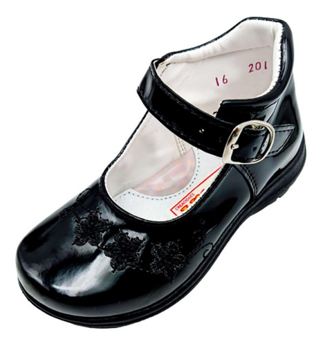 Zapato Niñas Primeros Pasos Arco Vestir 201-432 Negro Charol