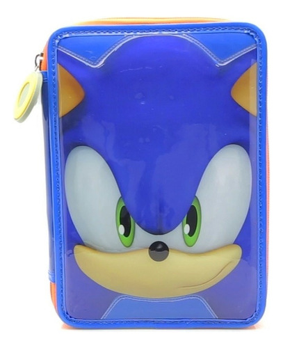 Cartuchera Escolar Canopla Sonic 2 Pisos Con Utiles Tun