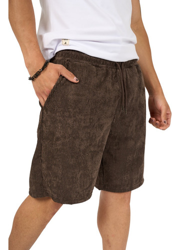 Bermuda Hombre Lisa Cara Cruz Jeans Corderoy Liviano Urbana