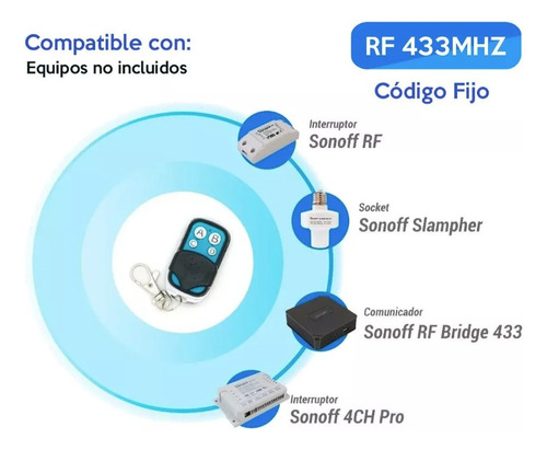 Control Remoto Rf Sonoff 4 Botones Tapa Deslizable 20 Metros