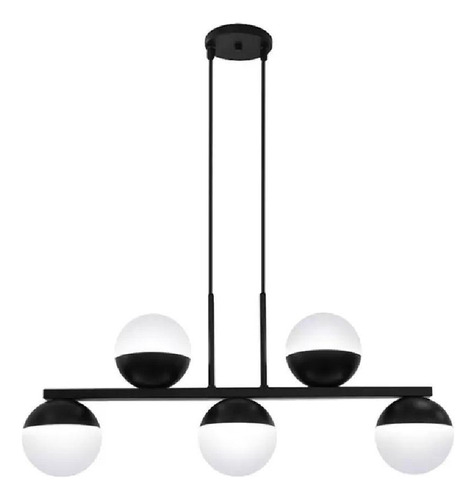 Lustre Pendente Trilho Bubble C/5 Globos - Preto