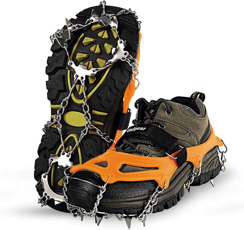 Crampones Con 18 Clavos Inox. Para Botas De Nieve Naranja/xl