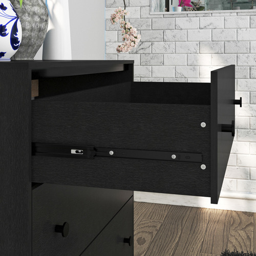 Cómoda - Modena, Mueble Armable Para Ropa De 3 Cajones Negro Liso