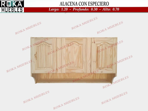 Imagen 1 de 10 de Alacena De 120 Pino Con O Sin Especiero Roka