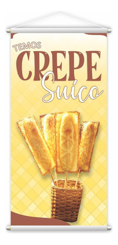 Banner Temos Crepe Suíço Fundo Amarelo Comida Lona 80x50cm